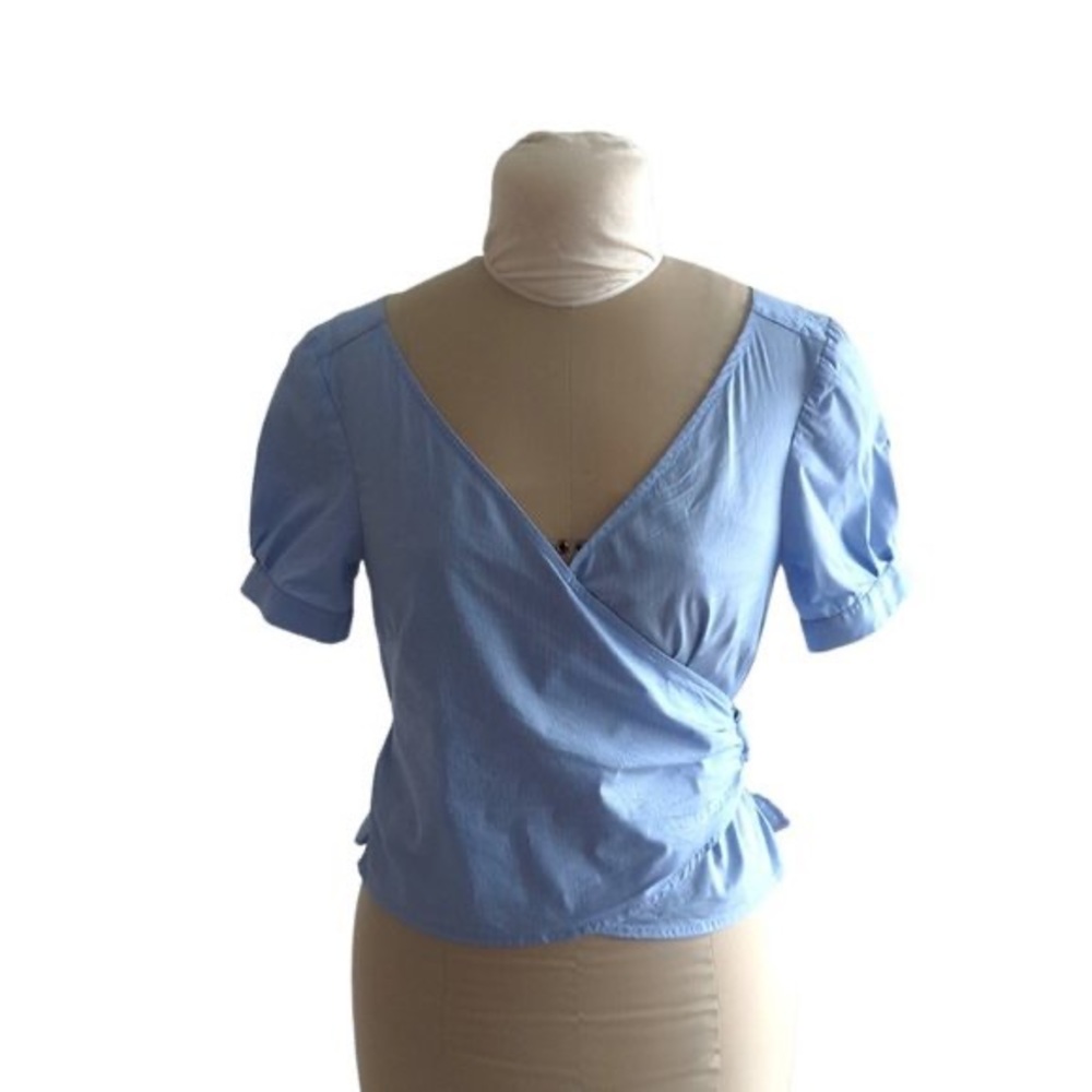 Highline Collective | pinstripe Wrap Blouse